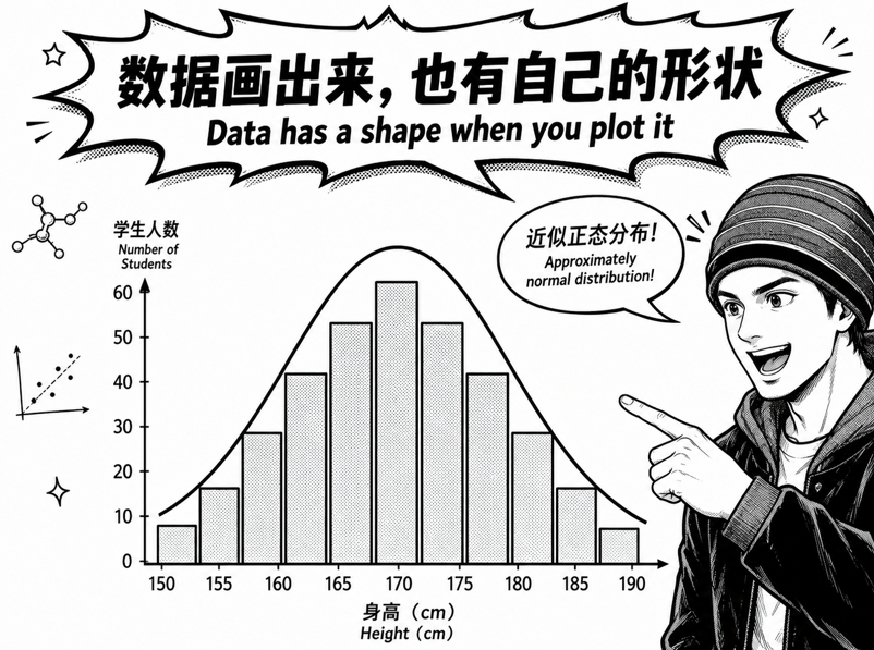 1000 个人身高画出来像一口钟