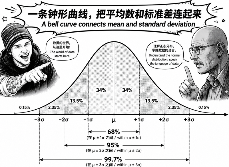 68 95 99.7 法则示意图