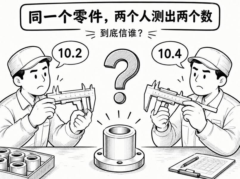 同一个零件，两个人测出不同读数